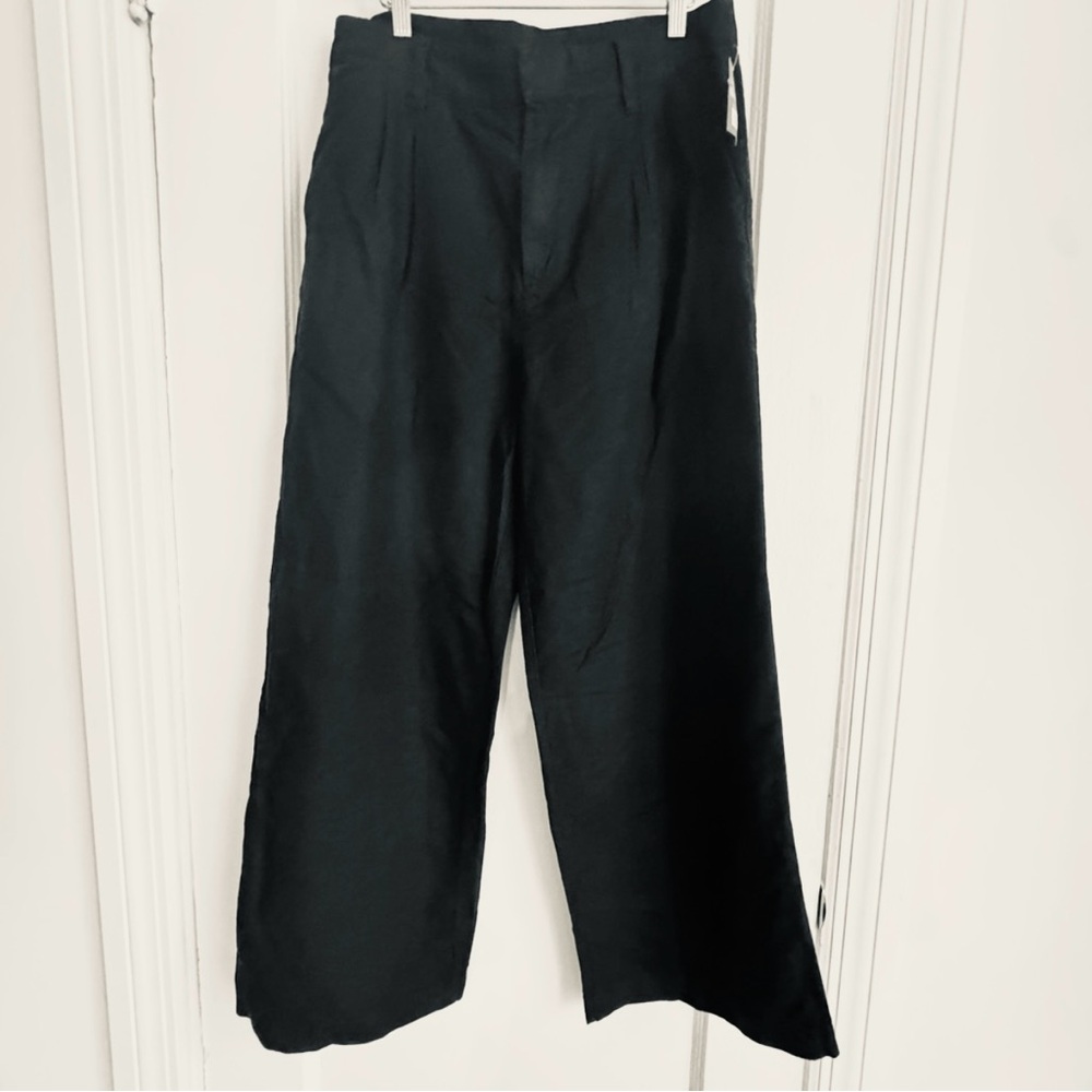 NWT-GAP Women's Classic Black Linen Blend Pants, Relaxed Fit
